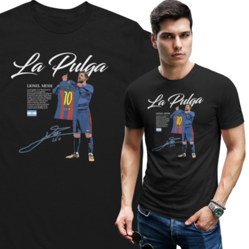 Koszulka Piłkarska La Pulga Messi 10 T-Shirt Męski Prezent dla Kibica 1