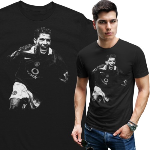 Koszulka Piłkarska Cristiano Ronaldo | Retro Football T-Shirt Czarna 1