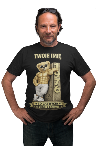 Męska Koszulka prezent na 50 Urodziny Personalizowana Twoje Imię torba gratis  3