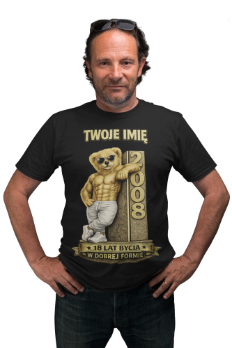 Męska Koszulka prezent na 18 Urodziny Personalizowana Twoje Imię torba gratis 3