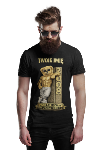 Męska Koszulka prezent na 18 Urodziny Personalizowana Twoje Imię torba gratis 2