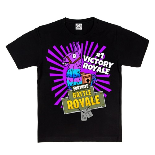 DZIECIĘCA KOSZULKA GRA FORTNITE BATTLE ROYAL LAMA CZARNA FN14 1