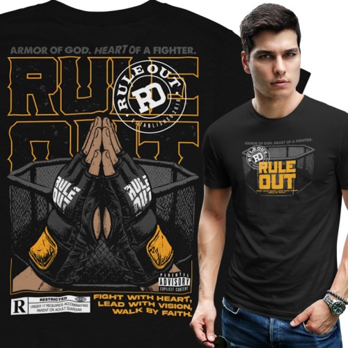 Koszulka Męska RULE OUT Streetwear Faith Fight Urban Bawełniana Nadruk MMA