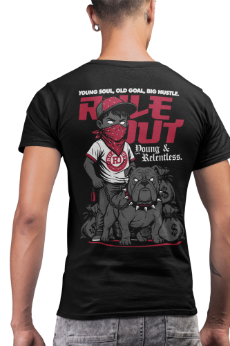 Koszulka Męska RULE OUT Streetwear Urban Big Hustle Bawełniana Nadruk 4
