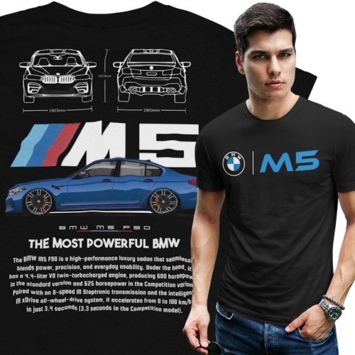 Koszulka BMW M5 F90 męska sportowy T-shirt Performance prezent dla fana BMW 1