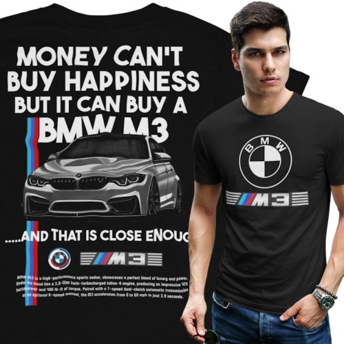Koszulka męska BMW M3 Performance sportowy T-shirt dla fana motoryzacji 1