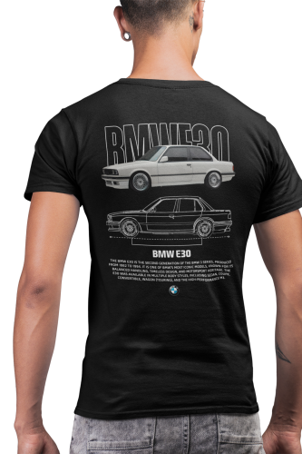T-shirt męski BMW E30 Classic – koszulka oldtimer motoryzacyjna 4