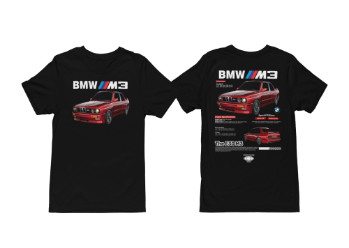 Koszulka męska BMW M3 E30 – klasyczny T-shirt Motorsport dla fana BMW 2