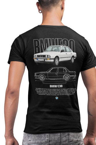 T-shirt męski BMW E30 Classic – koszulka oldtimer motoryzacyjna 4
