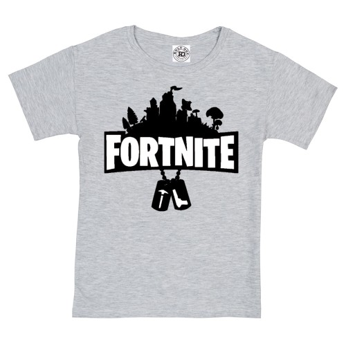 DZIECIĘCA KOSZULKA GRA FORTNITE LOGO JASNY SZARY FN39 1