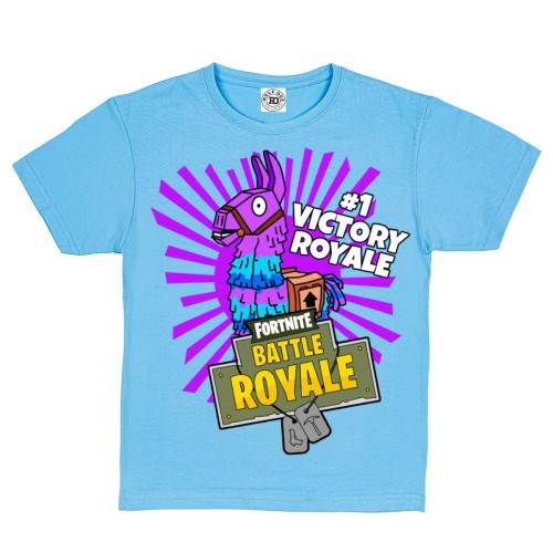 DZIECIĘCA KOSZULKA GRA FORTNITE LAMA VICTORY ROYALE BŁĘKITNA FN40 1