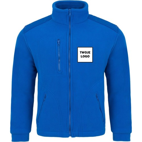 Polar PREMIUM BLUE / ROYAL BLUE z nadrukiem logo firmowego – odzież robocza polarowa męska  1
