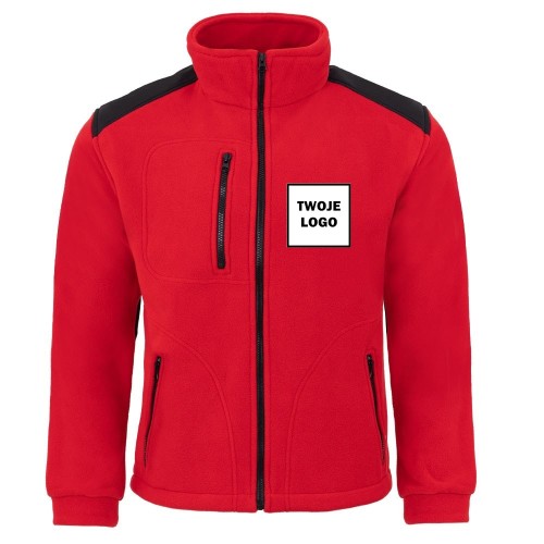 Polar PREMIUM RED / BLACK z nadrukiem logo firmowego – odzież robocza polarowa męska 