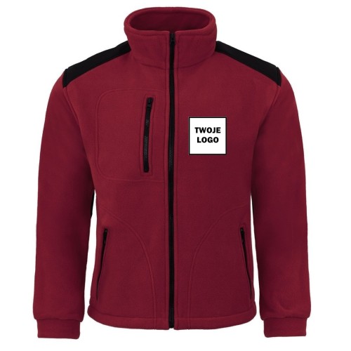 Polar PREMIUM BURGUNDY / BLACK z nadrukiem logo firmowego – odzież robocza polarowa męska 1