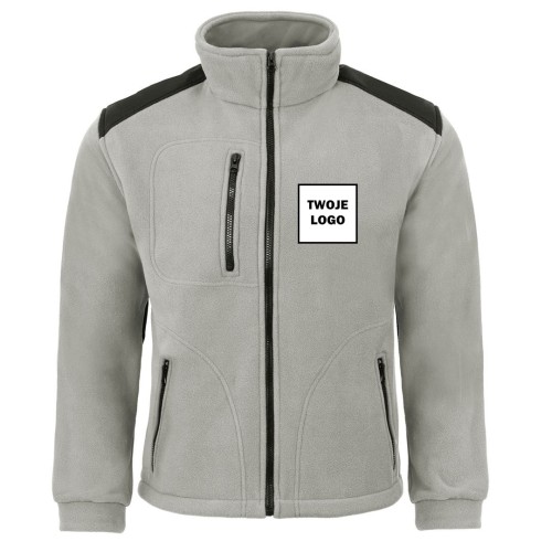 Polar PREMIUM LIGHT GREY / BLACK z nadrukiem logo firmowego – odzież robocza polarowa męska