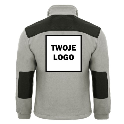 Polar PREMIUM LIGHT GREY / BLACK z nadrukiem logo firmowego – odzież robocza polarowa męska 2