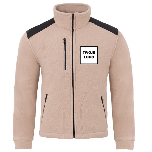 Polar PREMIUM SAND / BLACK z nadrukiem logo firmowego – odzież robocza polarowa męska 