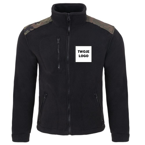 Polar PREMIUM BLACK / CAMOUFLAGE z nadrukiem logo firmowego – odzież robocza polarowa męska 1