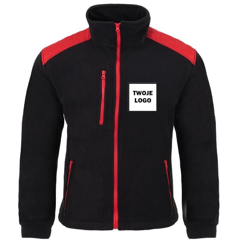 Polar PREMIUM BLACK/RED z nadrukiem logo firmowego – odzież robocza polarowa męska 1