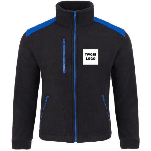 Polar PREMIUM BLACK / ROYAL BLUE z nadrukiem logo firmowego – odzież robocza polarowa męska 1