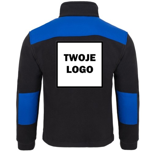 Polar PREMIUM BLACK / ROYAL BLUE z nadrukiem logo firmowego – odzież robocza polarowa męska 2