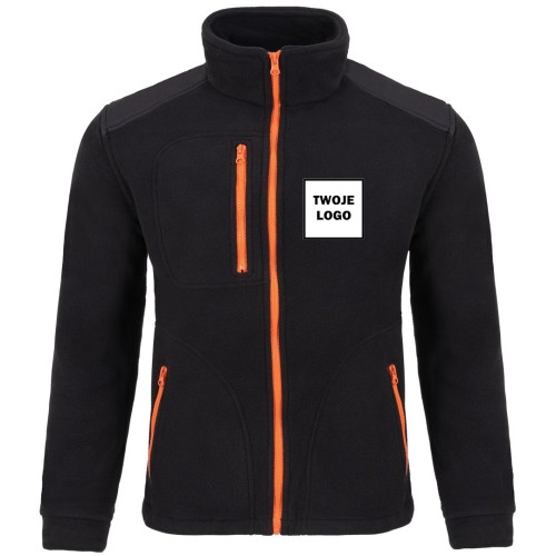 Polar PREMIUM BLACK/ORANGE z nadrukiem logo firmowego – odzież robocza polarowa męska  1