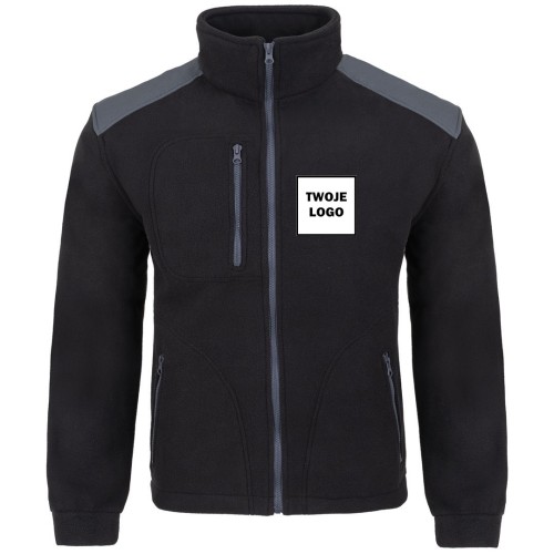 Polar PREMIUM BLACK/GRAPHITE z nadrukiem logo firmowego – odzież robocza polarowa męska 1