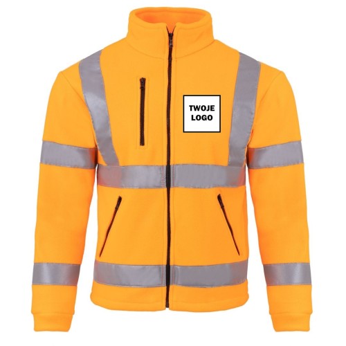 Polar PREMIUM ORANGE / BLACK z nadrukiem logo firmowego – odzież robocza polarowa męska 1