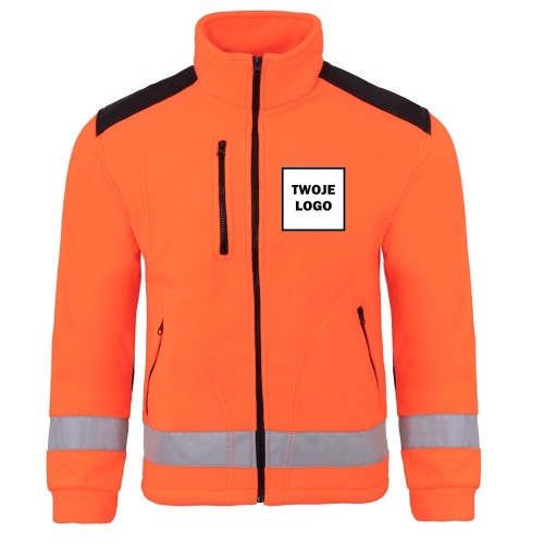 Polar HV PREMIUM RED FLUOR z nadrukiem logo firmowego – odzież robocza polarowa męska 1