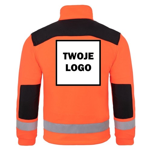 Polar HV PREMIUM RED FLUOR z nadrukiem logo firmowego – odzież robocza polarowa męska 2