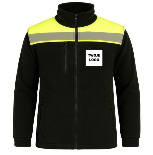 Polar PREMIUM BLACK / GOLD FLUOR z nadrukiem logo firmowego – odzież robocza polarowa męska  1