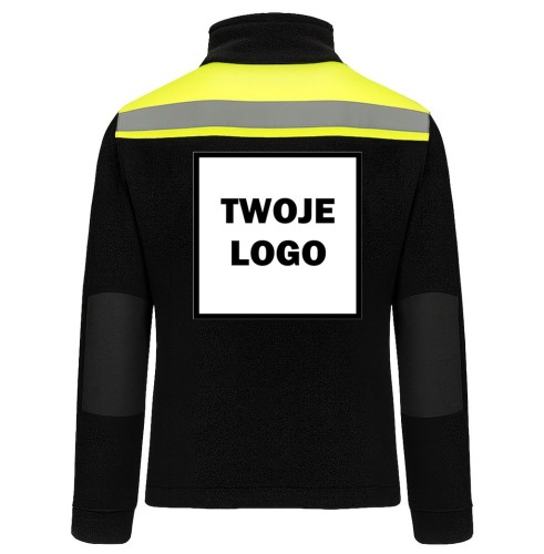 Polar PREMIUM BLACK / GOLD FLUOR z nadrukiem logo firmowego – odzież robocza polarowa męska  2