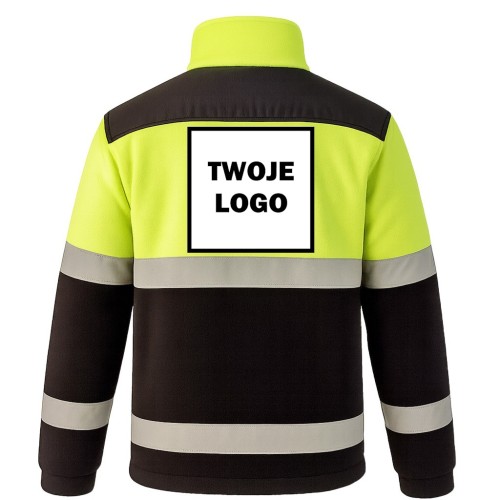 Polar PREMIUM BLACK / GOLD FLUOR z nadrukiem logo firmowego – odzież robocza polarowa męska  3