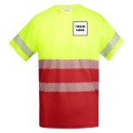 Koszulka robocza odblaskowa HIGH VIS 170 g z nadrukiem DTF Żółty/Czerwony Fluorescencyjny 