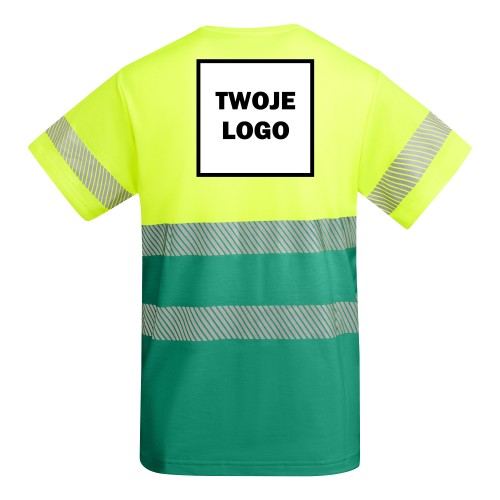 Koszulka robocza odblaskowa HIGH VIS 170 g z nadrukiem DTF Żółty/Zielony Fluorescencyjny  2