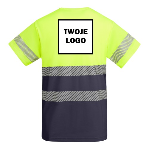 Koszulka robocza odblaskowa HIGH VIS 170 g z nadrukiem DTF Żółty/Grafitowy Fluorescencyjny  2