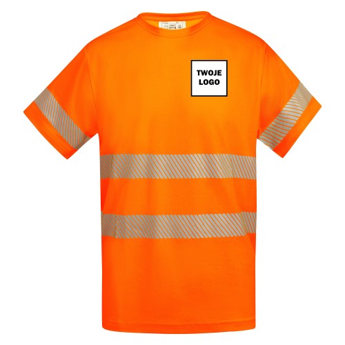 Koszulka robocza odblaskowa HIGH VIS 170 g z nadrukiem DTF Pomarańczowy Fluorescencyjny