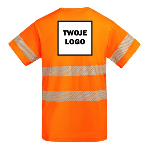 Koszulka robocza odblaskowa HIGH VIS 170 g z nadrukiem DTF Pomarańczowy Fluorescencyjny 2