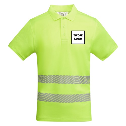 Koszulka Polo robocza odblaskowa HIGH VIS 170 g z nadrukiem DTF Żółty Fluorescencyjny