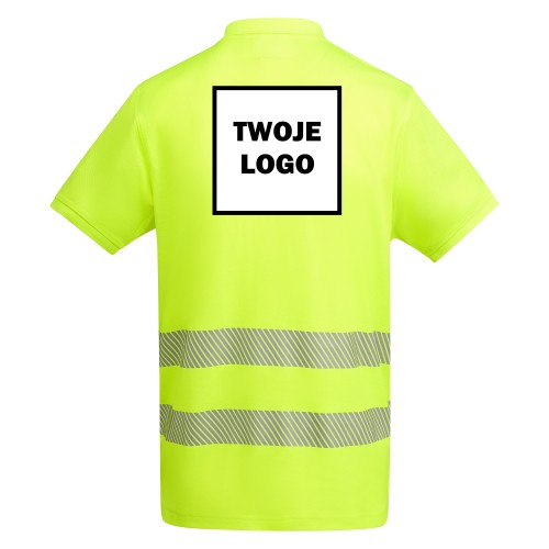 Koszulka Polo robocza odblaskowa HIGH VIS 170 g z nadrukiem DTF Żółty Fluorescencyjny 2