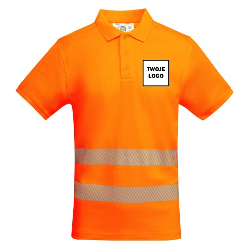 Koszulka Polo robocza odblaskowa HIGH VIS 170 g z nadrukiem DTF Pomarańczowy Fluorescencyjny