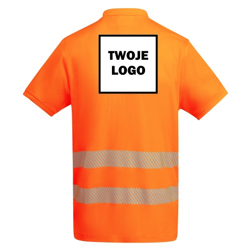 Koszulka Polo robocza odblaskowa HIGH VIS 170 g z nadrukiem DTF Pomarańczowy Fluorescencyjny 2