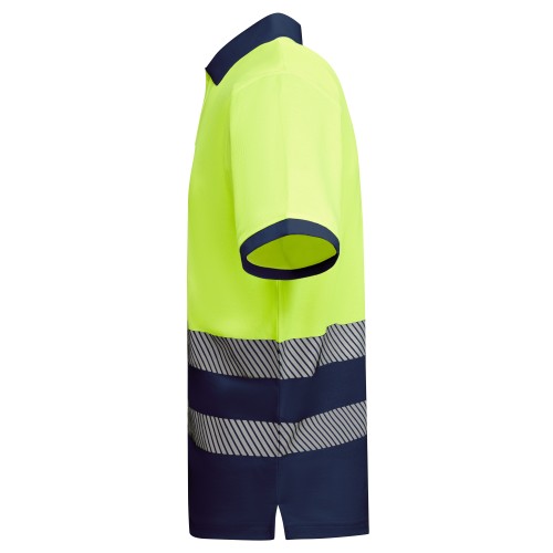 Koszulka Polo robocza odblaskowa HIGH VIS 170 g z nadrukiem DTF Żółty/Granatowy Fluorescencyjny 3