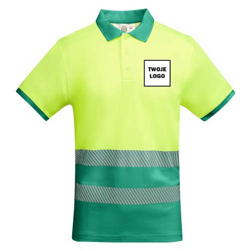 Koszulka Polo robocza odblaskowa HIGH VIS 170 g z nadrukiem DTF Żółty/Zielony Fluorescencyjny 