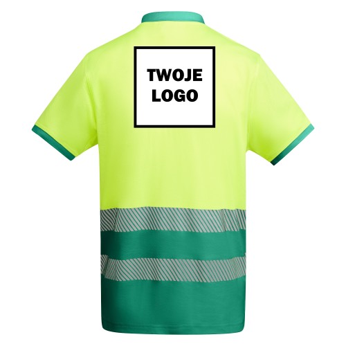 Koszulka Polo robocza odblaskowa HIGH VIS 170 g z nadrukiem DTF Żółty/Zielony Fluorescencyjny  2
