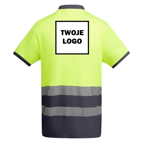 Koszulka Polo robocza odblaskowa HIGH VIS 170 g z nadrukiem DTF Żółty/Grafitowy Fluorescencyjny 2