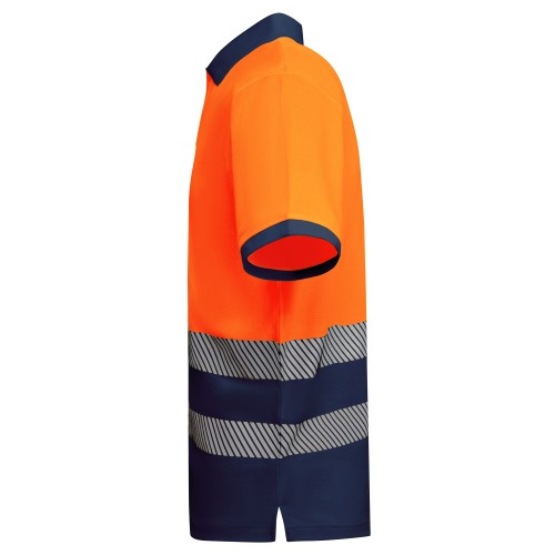 Koszulka Polo robocza odblaskowa HIGH VIS 170 g z nadrukiem DTF Pomarańczowy/Granatowy Fluorescencyjny 3