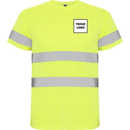 Koszulka robocza odblaskowa 100% poliester 130 g HIGH VIS z nadrukiem DTF Żółty Fluorescencyjny 1