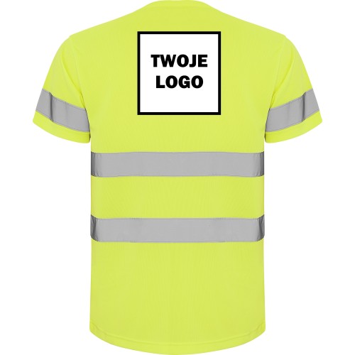 Koszulka robocza odblaskowa 100% poliester 130 g HIGH VIS z nadrukiem DTF Żółty Fluorescencyjny 2