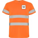 Koszulka robocza odblaskowa 100% poliester 130 g HIGH VIS z nadrukiem DTF Pomarańczowy Fluorescencyjny